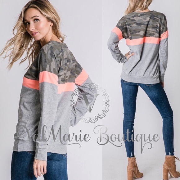 CALL ME CRAZY neon camo color block sweatshirt - Picture 3 of 4